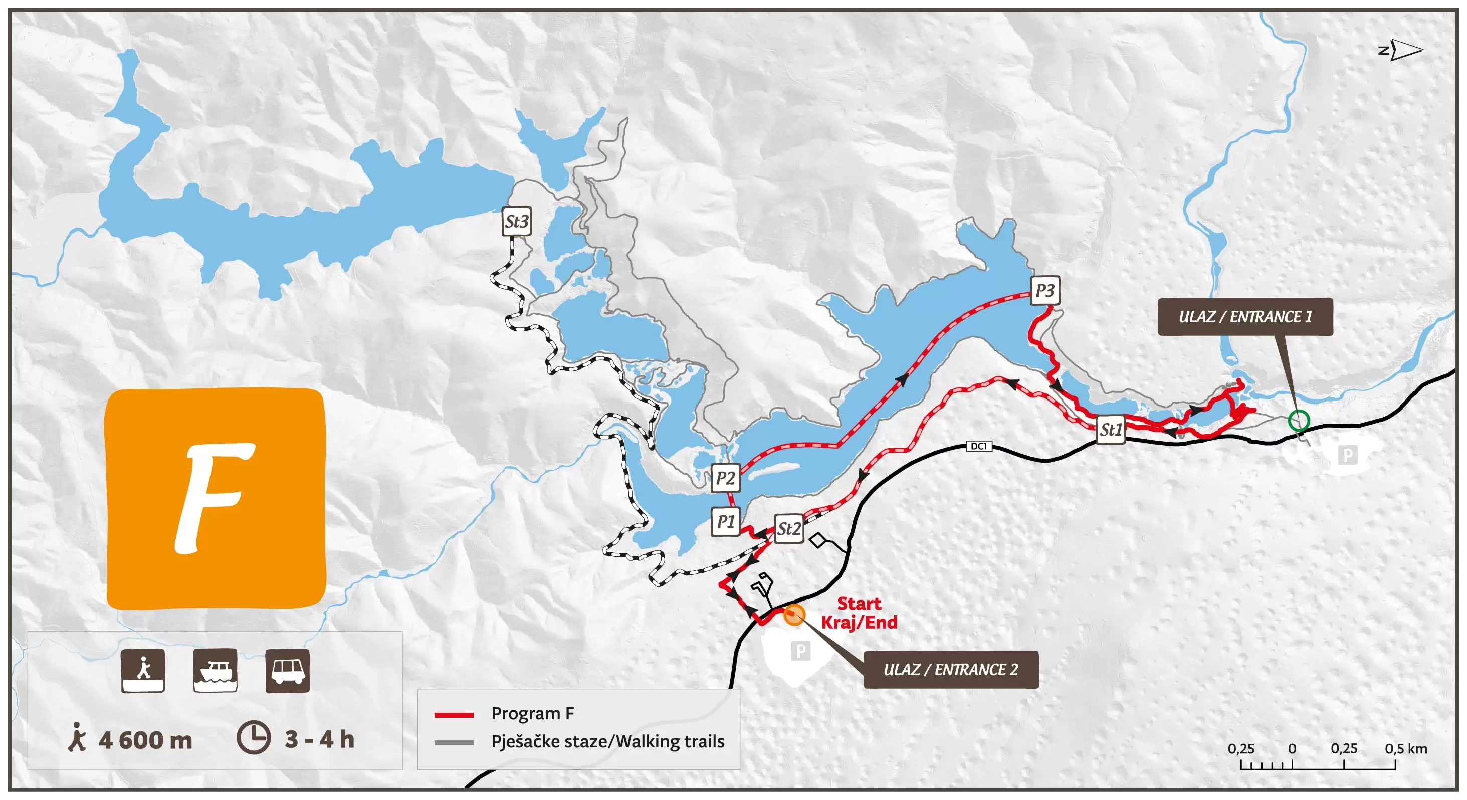 Plitvice Lakes National Park official Program F map／十六湖國家公園官方 Program F 路線圖